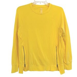 Zuda Women French Terry Yellow Side Zip Raglan Long Sleeve Sweatshirt XXSP EUC